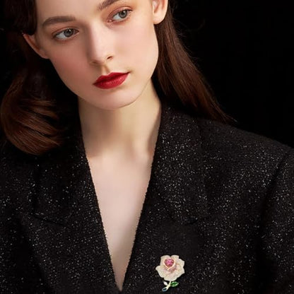 SYWDUDUCLT Fashion Elegant Brooches for Women Brooch, Suitable For Party And Daily Wear On Many Occasions - style: Rose-Rhinestone
