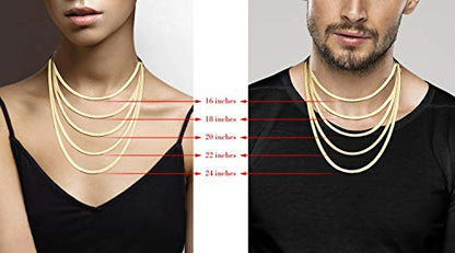 Miabella Italian Solid 925 Sterling Silver, 18Kt Gold Plated 4.5mm Flexible Flat Herringbone Chain Necklace Women, Made in Italy - size: Length 16 Inches, style: yellow-gold-plated-silver