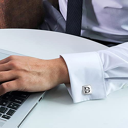 Custom Cufflinks for Men - Personalized Gold Mens Cufflinks with Engraving Name & Initial Stainless Steel Cuff Links for Wedding Groom Businessman - color: Style 4