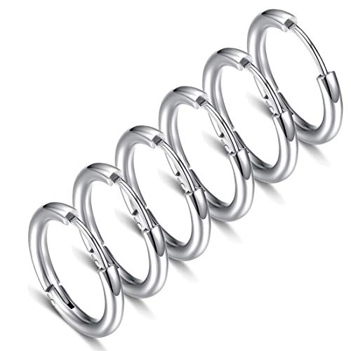 Hypoallergenic Titanium Steel Loop Earrings Set for Men Women Huggie Hoop Cartilage Piercing 18G - color: 3pairs Steel