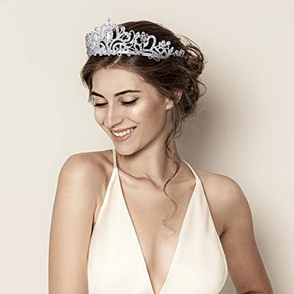 Crystal Tiara Crowns For Women Girls Princess Elegant Crown with Combs Women's Headbands Bridal Wedding Prom Birthday Party - color: Silver Crown 5PCS, size: 5Pcs