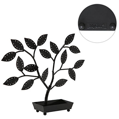 MyGift Jewelry Tree w/Bird Nest 48 pair Earrings Holder, Bracelets/Necklace Organizer Stand (Black Metal) - color: Black Metal
