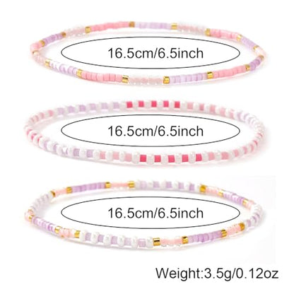 Dainty Gold Plated Tiny Ball Colorful Beaded Stack Bracelets Sets for Women,3Pcs Stackable Cute Bracelet Stretch Trendy Ball Jewelry Friendship Gift - color: light blue