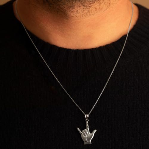 Claddagh Gold .925 Sterling Silver I Love You American Sign Language ASL Hand Sign Charm Pendant Necklace (S/L) | Choice of Pendant Only or Chain Length - size: Pendant Only, style: Large