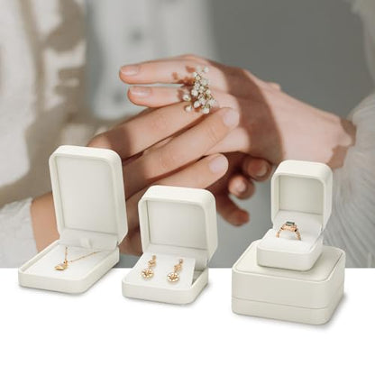 Oirlv Luxury Leather Earring Case Jewelry Box for Earrings Premium Jewelry Gift Box (Creamy-White) - color: Creamy-white, size: Earring Box