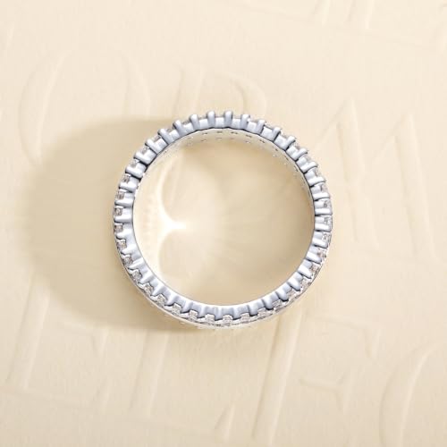 Cubic Zirconia Eternity Wedding Band Rings Round Cut 5A Grade D Color CZ Stacking Band Engagement Promise Rings for Women - style: Double Round-b