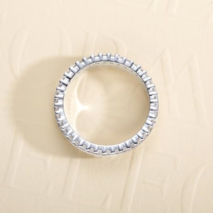 Cubic Zirconia Eternity Wedding Band Rings Round Cut 5A Grade D Color CZ Stacking Band Engagement Promise Rings for Women - style: Double Round-b