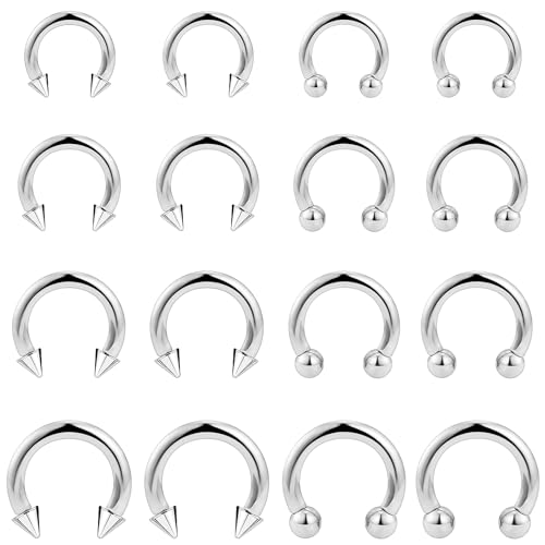 12G Septum Rings Ear Gauges Earrings Hoops Eyebrow Piercings lip Rings Hoop 316L Surgical Steel Cartilage Helix Tragus Rook Daith Earrings Piercing Jewelry for Women Men 10mm 12mm 14mm 16mm - style: 12G，10mm-16mm，Silver Tone