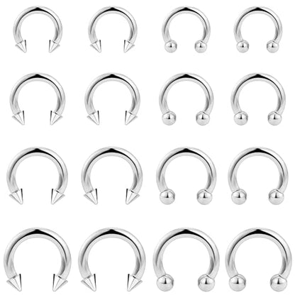 12G Septum Rings Ear Gauges Earrings Hoops Eyebrow Piercings lip Rings Hoop 316L Surgical Steel Cartilage Helix Tragus Rook Daith Earrings Piercing Jewelry for Women Men 10mm 12mm 14mm 16mm - style: 12G，10mm-16mm，Silver Tone