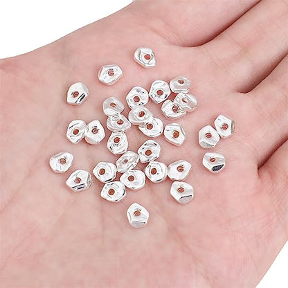 Silver Plated Irregular Spacer Beads 5x6mm 30pcs for Jewelry Making Findings Non Tarnish - color: Silver, size: 5x6mm Irregular