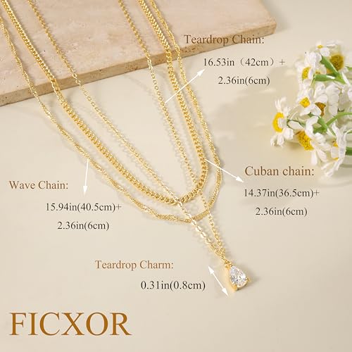 Dainty Layered Necklaces for Women,14k Gold Plated CZ Choker Necklace Stack | 14K Gold Plated Necklace set,Non Tarnish Hypoallergenic Beaded Paperclip Chain Necklace Stack Women's Minimalist Jewelry Gift - color: Gold-2