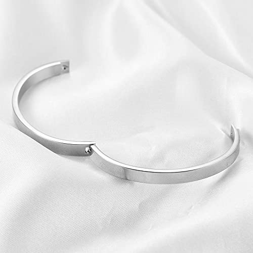 MYNENEY Womens Bracelets Stainless Steel Pave Cubic Zironia Stackable - color: 6mm-Silver, size: 7 Inch