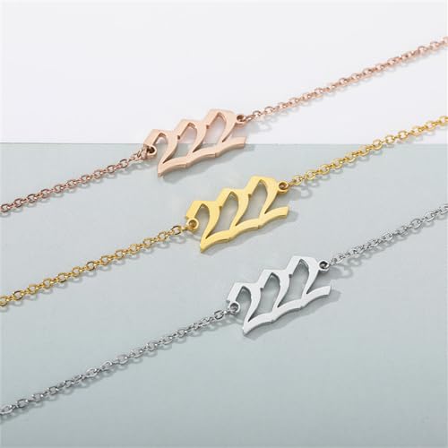 PAURO Women's Angel Number Bracelet Ankle Anklet Chain Adjustable | Stainless Steel, Minimalist Numerology Spiritual Statement Jewelry Gift - color: Gold 222, 5.5+2.8inch