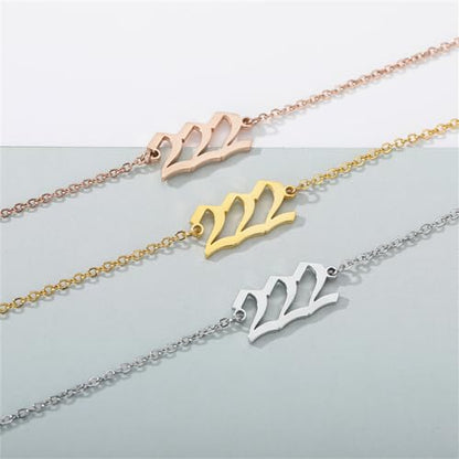 PAURO Women's Angel Number Bracelet Ankle Anklet Chain Adjustable | Stainless Steel, Minimalist Numerology Spiritual Statement Jewelry Gift - color: Gold 222, 5.5+2.8inch