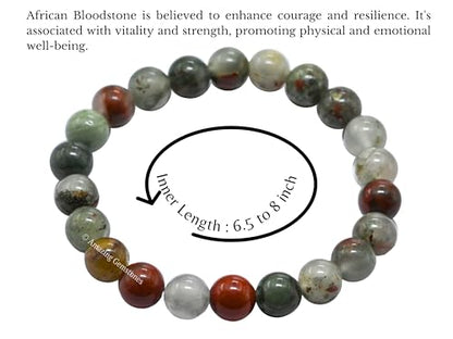Amazing Gemstone African Bloodstone Crystal Bracelet for Women Men's Gifts - Protection Healing Crystal Bracelet - 8mm Gemstone Beaded Stretchable Bracelet Pulseras Para Hombres Mujer Stocking Stuffers Mothers Day Gift - color: African Bloodstone