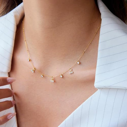 Unisex Celestial Gold Pendant Necklaces, Sun/Moon/Star/Angle Celestial Elements Unisex Choker Gold Lover Chains for Men and Women Jewelry - color: Layer - Cherry