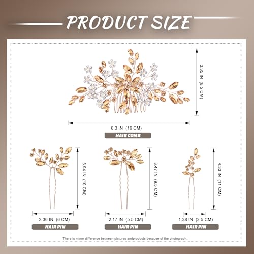 Wedding hair accessories, Bridal for piece, piece for brides, headpiece comb（Champagne） - color: Champagne