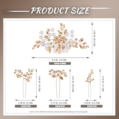 Wedding hair accessories, Bridal for piece, piece for brides, headpiece comb（Champagne） - color: Champagne
