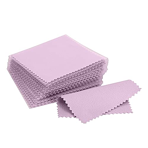 CATIFLIN 100pcs Premium Jewelry Cleaning Cloth, Silver Polishing Cloth Individually Wrapped, for Sterling Silver, Gold, Brass, Silverware, Coin, Ring, Watch and More (Purple, 3.15" x 3.15") - color: Purple