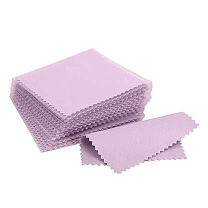 CATIFLIN 100pcs Premium Jewelry Cleaning Cloth, Silver Polishing Cloth Individually Wrapped, for Sterling Silver, Gold, Brass, Silverware, Coin, Ring, Watch and More (Purple, 3.15" x 3.15") - color: Purple