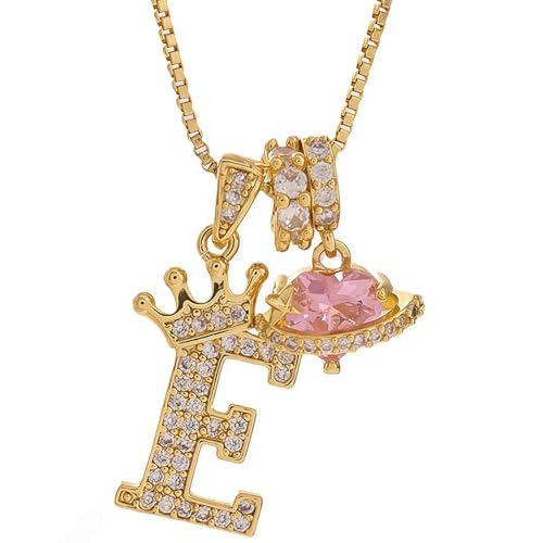 18K Gold & Silver Plated Initial Necklaces for Women - color: E-Gold