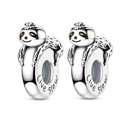 2pcs Stopper Spacer Beads for Pandora Bracelets, Sterling Silver Cross Ladybug Clip Spacer Charms For Bracelet DIY Jewelry Gift - color: Sloth
