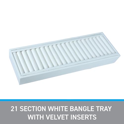 White Velvet Jewelry Trays for Display - Bracelet Tray With 21 Sections - Elegant Tray With Inserts for Organized and Secure Storage