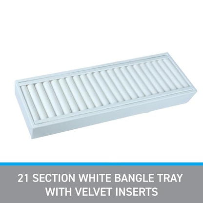White Velvet Jewelry Trays for Display - Bracelet Tray With 21 Sections - Elegant Tray With Inserts for Organized and Secure Storage