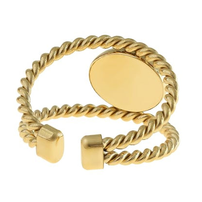 Made by Nami Adjustable Gold Plated Gemstone Ring for Women Handmade Boho Stacking Rings Chunky Open Band Turquoise Statement Jewelry Unique Minimalist Design for Everyday or Special Occasions - style: Double Row Turquoise Stone