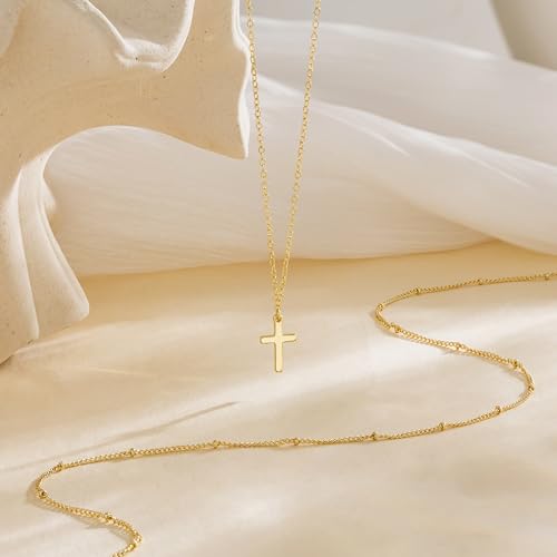 14K Gold Plated Layered Body Waist Chain for Women | Layered Waist Chain with CZ Heart and Pearl Pendant, Belly Chain Belt Jewelry for Women, Bikini Summer Beach Wear - style: Cross Cuban Waist Beads & Chain