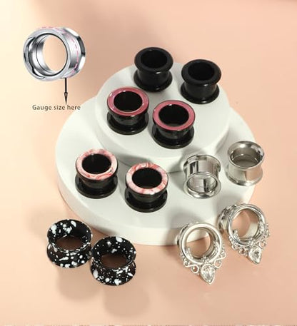 TIANCI FBYJS Stainless Steel Ear Tunnels Saddle Gauges For Ear Silicone Soft Flexible Earrings Gauge Plugs Expander Stretcher Body Piercing Jewelry 0g 2g 00g 1/2'' Set - style: 00g=10mm