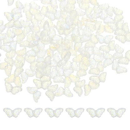 PATIKIL Butterfly Beads, 100Pcs Crystal Butterfly Beads Translucent Czech Glass Beads Spacer Bead for DIY Jewelry Making Bracelets Necklace - color: Bright White