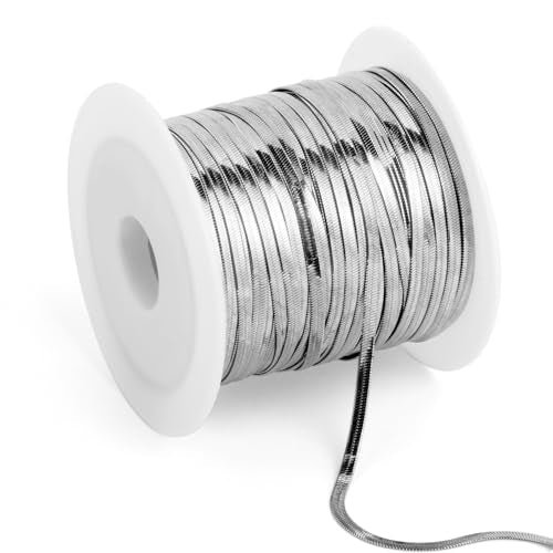 33FT 2mm Stainless Steel Chains Snake Chains Roll Bulk for Jewelry Making | 304 Stainless Steel Flat Snake Chains Roll Spool for DIY Craft Necklace Bracelet - color: 2.0mm Stainless Steel Flat Snake Chains