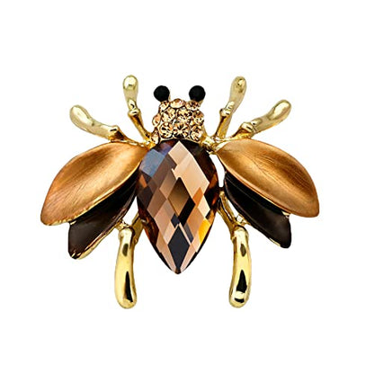 seven wolves Women Crystal Bouquet Brooch Pin All-Match Accessories Rhinestone Brooches and Pins - color: Brown C