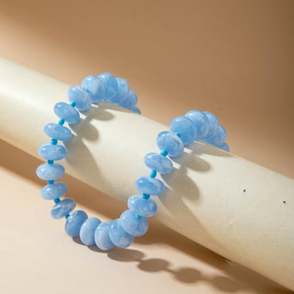Beaded Necklace for Women Statement Chunky Necklace Boho Bead Choker Acrylic Big Bead Necklaces Summer Beach Jewelry for Women - color: Blue