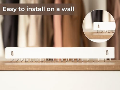 StorageWorks Tie Rack with 20 Hooks, 2 Set Wall Mounted Wood Hanger, White | Sturdy White Tie Rack Hanger with 180° Swivel Hooks, Wall-Mounted Space Saver for Ties, Belts, Scarves in Closet - color: White (With 20 Hooks)
