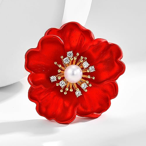 Red Rose Flower Brooches and Pins for Women Costume Jewelry Brooch Pins Broches Jewelry for Women Elegant Lady Pin - style: Red Peony