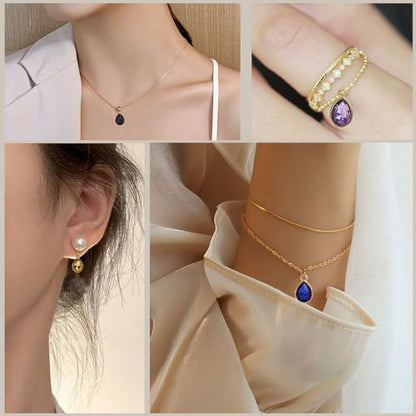 Glass Rhinestone Charms, 48 Pcs 12 Colors Birthstone Beads Crystal Dangle Pendants for Jewelry Making Earrings Necklace Bracelet - color: Gold