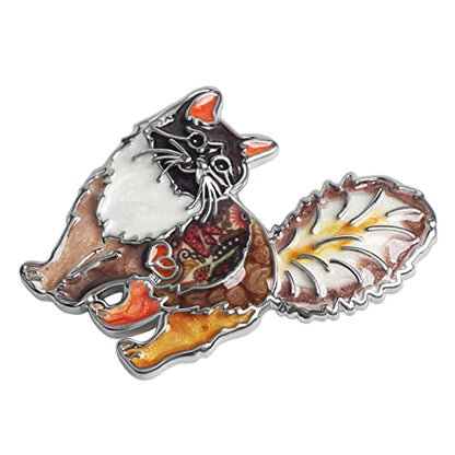 NEWEI Cat Brooch Pins for Women Girls Jacket Bag Charms Cat Pins Jewelry Gifts - color: Coffee
