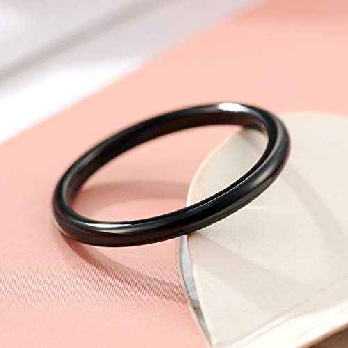 THREE KEYS JEWELRY Tungsten Wedding Band for Men Women Silver Polished | 1mm, 2mm, 4mm, 6mm, 8mm, Engagement Gift, Silver, Polished - color: Black 2mm