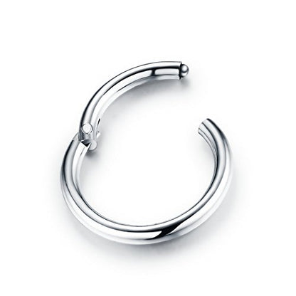 5Pairs Surgical Stainless Steel 16G Sleeper Cartilage Daith Tiny Small Hoop Earrings Mini Septum Hinged Clicker Nose Ring Helix Tragus Piercings Unisex Fashion Huggie Hoops Set 6-14MM - color: Silver