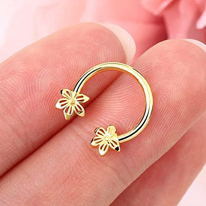 2PCS Septum Ring 16G 316L Surgical Steel Cartilage Earring Hoop Nose Ring Cute Bee Captive Bead Rings Tragus Daith Rook Helix Piercing Jewelry