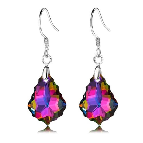 Austrian Crystal Baroque Drop Dangle Earrings for Women 925 Sterling Silver Hook Hypoallergenic Jewelry - color: Vitrail Medium