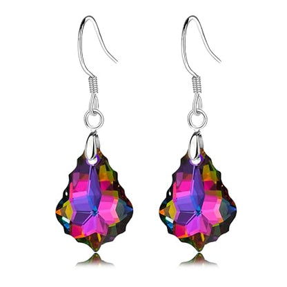 Austrian Crystal Baroque Drop Dangle Earrings for Women 925 Sterling Silver Hook Hypoallergenic Jewelry - color: Vitrail Medium
