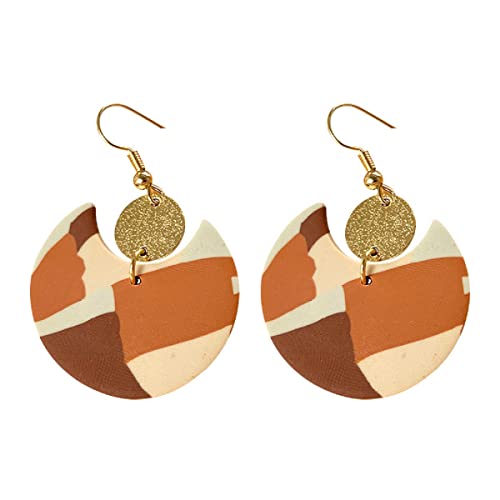 Retro Wooden Resin Geometric Bar Drop Dangle Earrings Layered Leopard for Women Polymer Clay Lightweight Statement Jewelry - style: 3