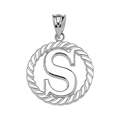 Claddagh Gold Fine 925 Sterling Silver Personalized Initial A-Z Roped Circle Charm Pendant - style: S
