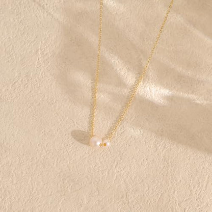 Pearl Necklaces for Women Trendy,Dainty Pearl Pendant Necklace | 14k Gold Plated Elegant Pearl Necklace,Simple Pearl Pendant,Dainty Gold Jewelry,Waterproof Summer Bridal Wedding Accessories - color: GOLD-15
