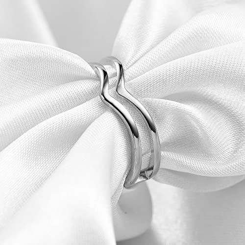 MYNENEY Pointed Classical Promise Ring Stainless Steel Thin Ring For Women - color: Silver, size: 6