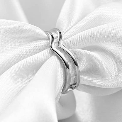 MYNENEY Pointed Classical Promise Ring Stainless Steel Thin Ring For Women - color: Silver, size: 7
