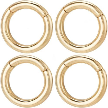 SUNNYCLUE 1 Box 6Pcs 14mm Real 18K Gold Plated Trigger Spring O Rings Round Carabiner Clip Snap Metal Spring Key Ring Buckles for Jewelry Making Supplies DIY Keychain Lanyard Leather Bags Purse Craft - color: 1 Box 6Pcs Real 18K Gold Plated Spring O Ring